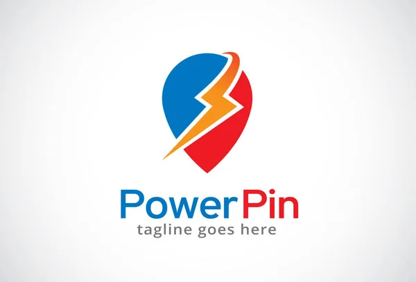 Power Pin Logo Template Design Vetor, Emblema, Conceito de Design, Símbolo Criativo, Ícone — Vetor de Stock