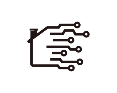 Ev teknolojisi Logo şablonu tasarlamak vektör, amblem, tasarım konsepti, yaratıcı sembol simge