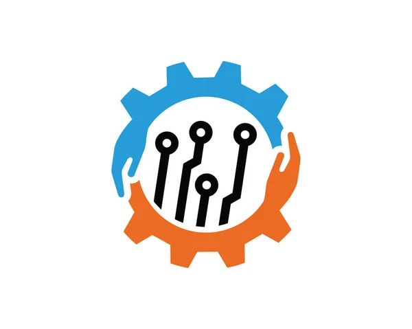 Modelo de logotipo de engrenagem técnica Vetor de design, Emblema, Conceito de design, Símbolo criativo, Ícone — Vetor de Stock