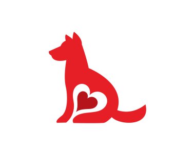 Köpek aşk Logo şablonu tasarım vektör, amblem, tasarım konsepti, yaratıcı sembolü, simgesi