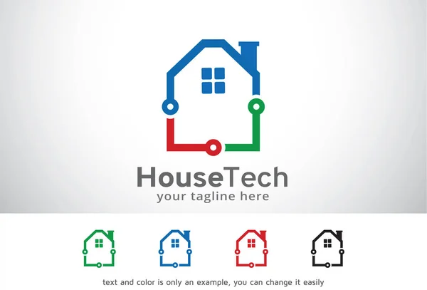 Haus-Tech-Logo-Vorlage Design-Vektor, Emblem, Designkonzept, kreatives Symbol, Symbol — Stockvektor