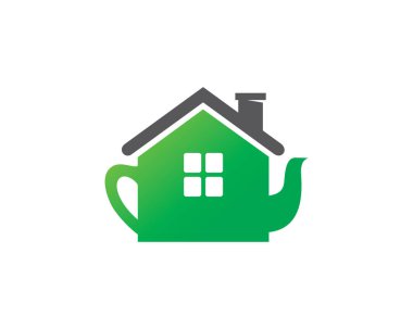 House çaydanlık Logo şablonu tasarlamak vektör, amblem, tasarım konsepti, yaratıcı sembol simge