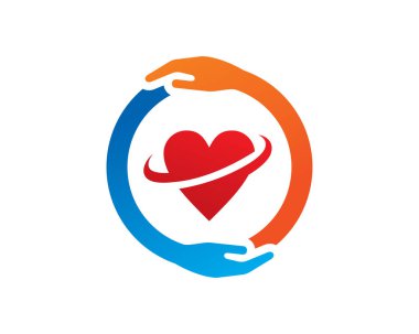 Aşk bakım Logo şablonu tasarlamak vektör, amblem, tasarım konsepti, yaratıcı simge, simge