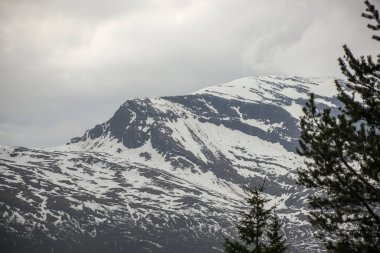 Beyaz karla kaplı yüksek dağ