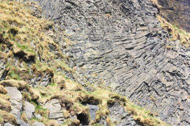 İzlanda 'daki bazalt mağarasının dokusu yakın plan.