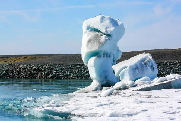 Ledové kvádry v islandských studených vodách, globální oteplování — Stock fotografie