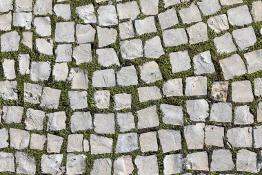 Pavement, lined with old stone tiles