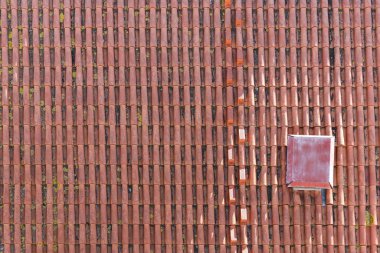 Shingles laid on the roof of the house, close up