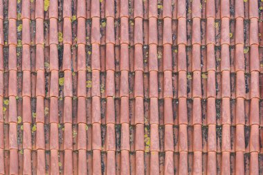 Shingles laid on the roof of the house, close up
