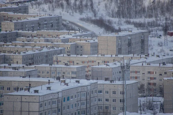 Winter Industriële Stadsgezicht Uitzicht Noordelijke Stad Koud Weer Vorst Russische — Stockfoto