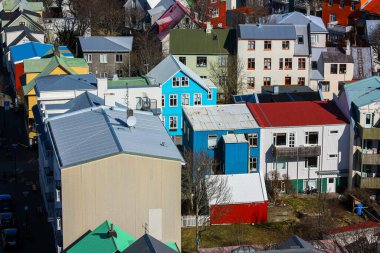 Şehrin kuş bakışı görüntüsü. Reykjavik, İzlanda