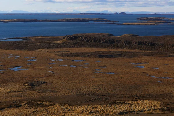 Η άμπωτη στον ωκεανό στην Ισλανδία. Ένα μικρό νερό. — Φωτογραφία Αρχείου