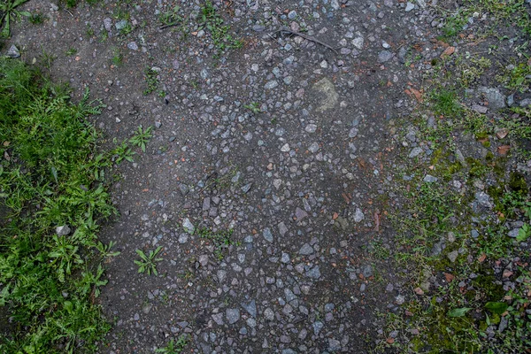 La texture des routes rurales avec de petites pierres et de l'herbe entre les deux — Photo