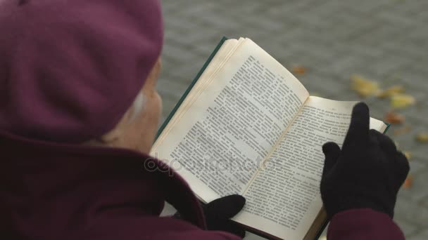 Grandmother reading a book. — Stock Video