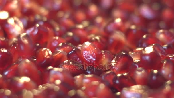 Pomegranate grains. 2 Shots. Slow motion. — Stock Video