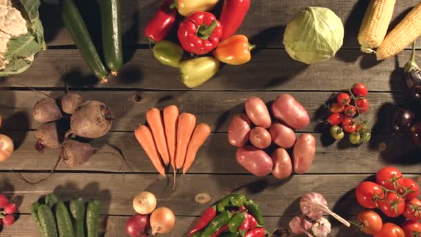 De nombreux légumes différents se trouvent sur la table. — Video