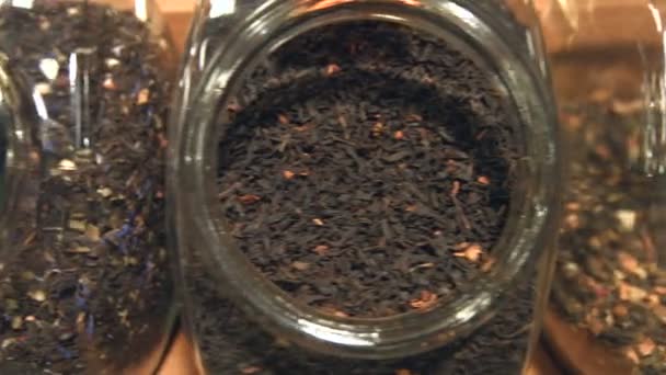 Varied Varieties Flavored Tea Additives Top View Camera Moves Right — Stock Video