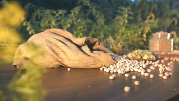 Natureza Morta Com Galinha Deslize Câmera Esquerda Para Direita Longo — Vídeo de Stock