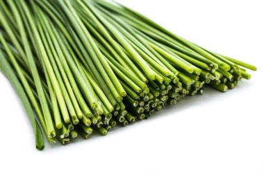 Frenk soğanı çiçek ya da Çin beyaz arka plan üzerinde izole bıçak. EDI