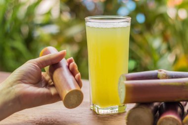 Sağlıklı beslenme, diyet için taze yiyecek için taze meyve suyu şeker kamışı