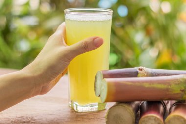 Sağlıklı beslenme, diyet için taze yiyecek için taze meyve suyu şeker kamışı