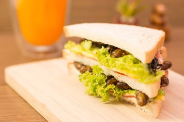 Kızarmış böcek et ve mozzarella peynir sandviç yaptım,