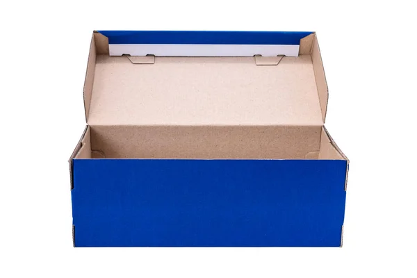 Blue open shoe box — Stock Photo, Image