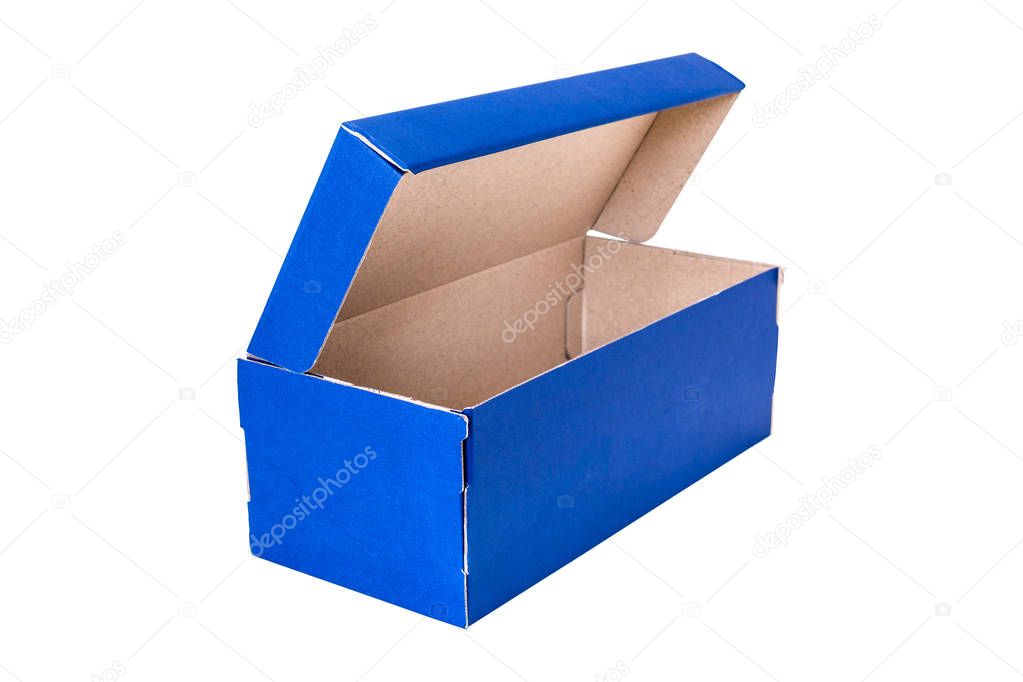 Blue open shoe box