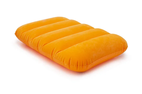 橙色的可充气枕头，白色的背景与阴蒂隔离 — 图库照片