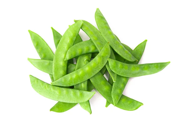 Snow peas isolated on white background. Top view. — Stock Photo, Image