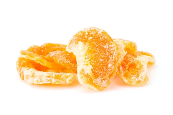Organic Healthy Assorted Oranges Dried Fruit Isolated White Background Closeup — Stock Photo, Image