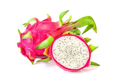 Beyaz arka planda izole ejderha meyvesi, kırpma yolu dahil. 