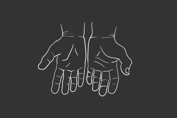 手のジェスチャーベクトルスケッチコレクション ボディランゲージの概念 ハンズサイン 対話型通信セット 異なる位置に手を 腕のジェスチャーを示し 保持し — ストックベクタ
