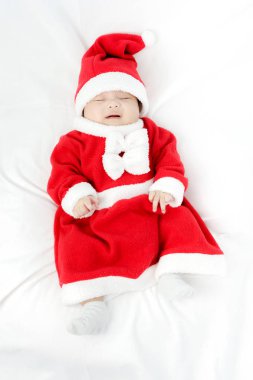Noel Baba kostüm güzel bebek kız portresi. W izole