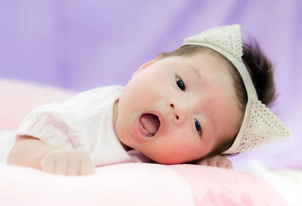 Portrait of adorable baby girl with copy space — Stock Photo, Image