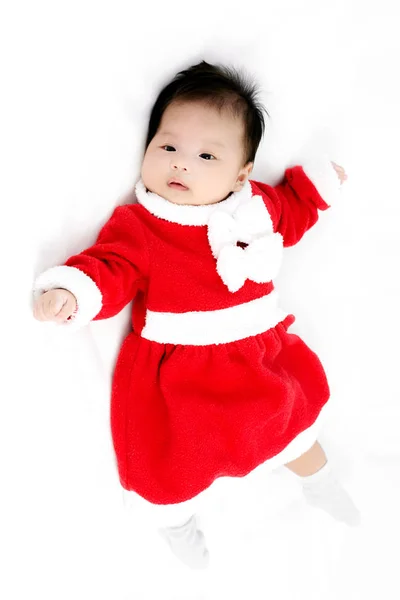 サンタ衣装で女の愛らしい赤ちゃんの肖像画。W 分離 — ストック写真