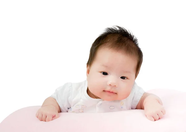可爱的宝宝女孩的画像。白色背景机智上孤立 免版税图库照片