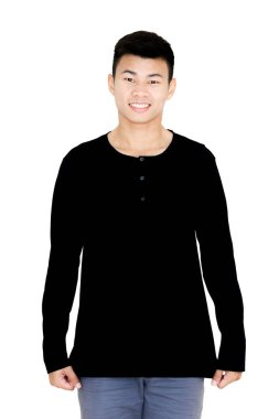 Yakışıklı bir genç Asyalı adam portresi. Beyaz backgr izole