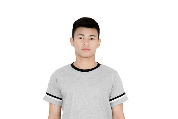 Retrato de un joven guapo asiático. Aislado sobre fondo blanco Imagen de stock