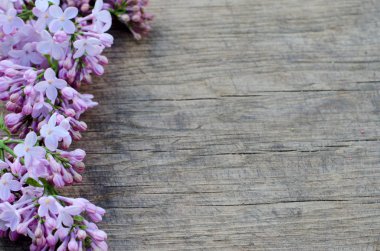 Rustik masa artalanını menekşe leylak çiçekler