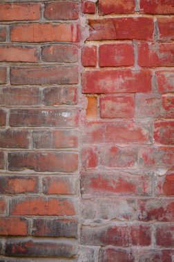 Bir vintage rustik eski kırmızı tuğla duvar arka plan dokusu 