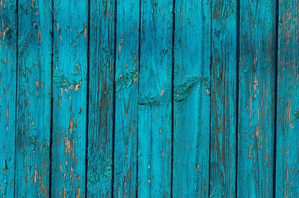 破解风化绿色和蓝色漆的木板纹理 — 图库照片
