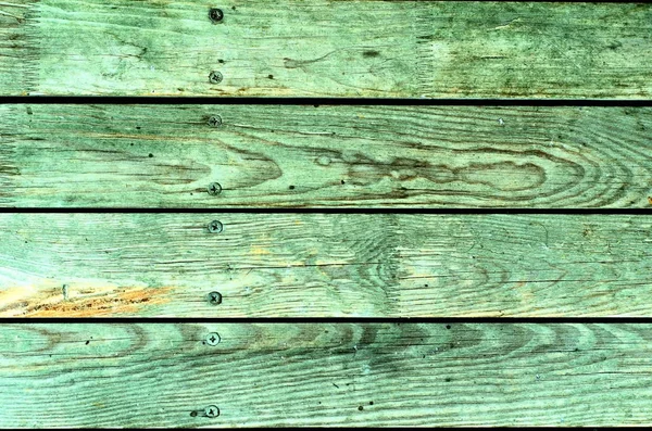 Textura de tablero de madera pintada verde y azul agrietada, f — Foto de Stock