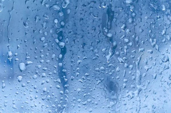 Gotas Lluvia Agua Congelada Fondo Cristal Ventana — Foto de Stock