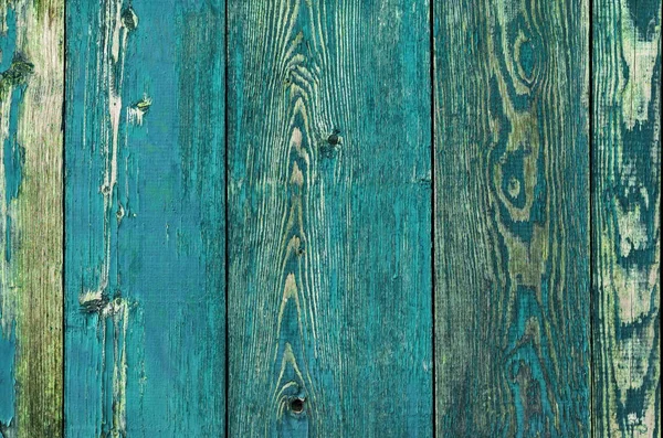 Cracked Weathered Green Blue Painted Wooden Board Texture Front View — Stock Photo, Image