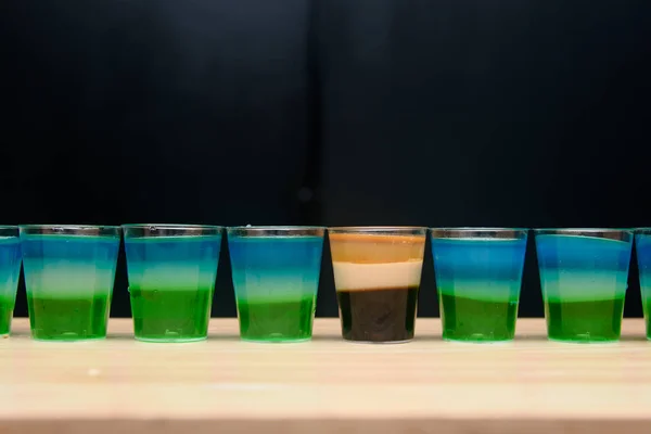 Alcohol jelly shots, funny party treat, layered shots