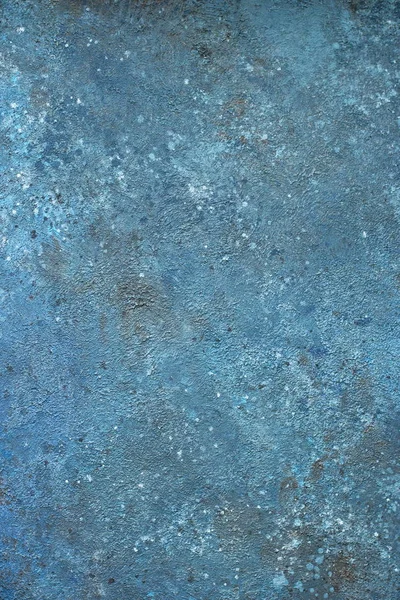 Fundo de um estuque azul revestido e pintado exterior, elenco áspero de textura de cimento e parede de concreto, revestimento decorativo — Fotografia de Stock