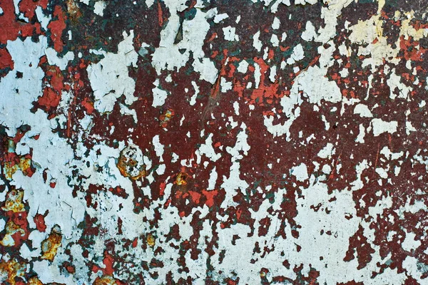 Υφή της παλιάς χρονολογίας σκουριασμένο σιδήρου γκρι φόντο τοίχο με πολλά στρώματα μπογιάς και της σκουριάς — Φωτογραφία Αρχείου