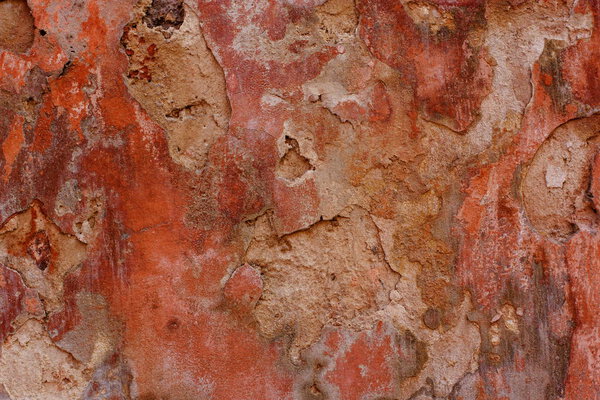 Old vintage red brick wall with cement seams texture background