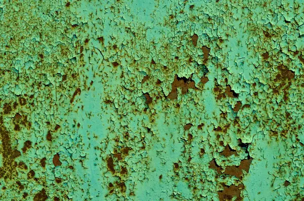 Текстура Старинных Окрашенных Зеленых Стен Железной Стены Фон Многими Слоями — стоковое фото